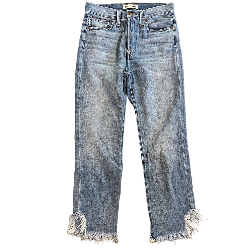 Rivet & Thread straight leg ankle crop light denim jeans womens size 24 madewell